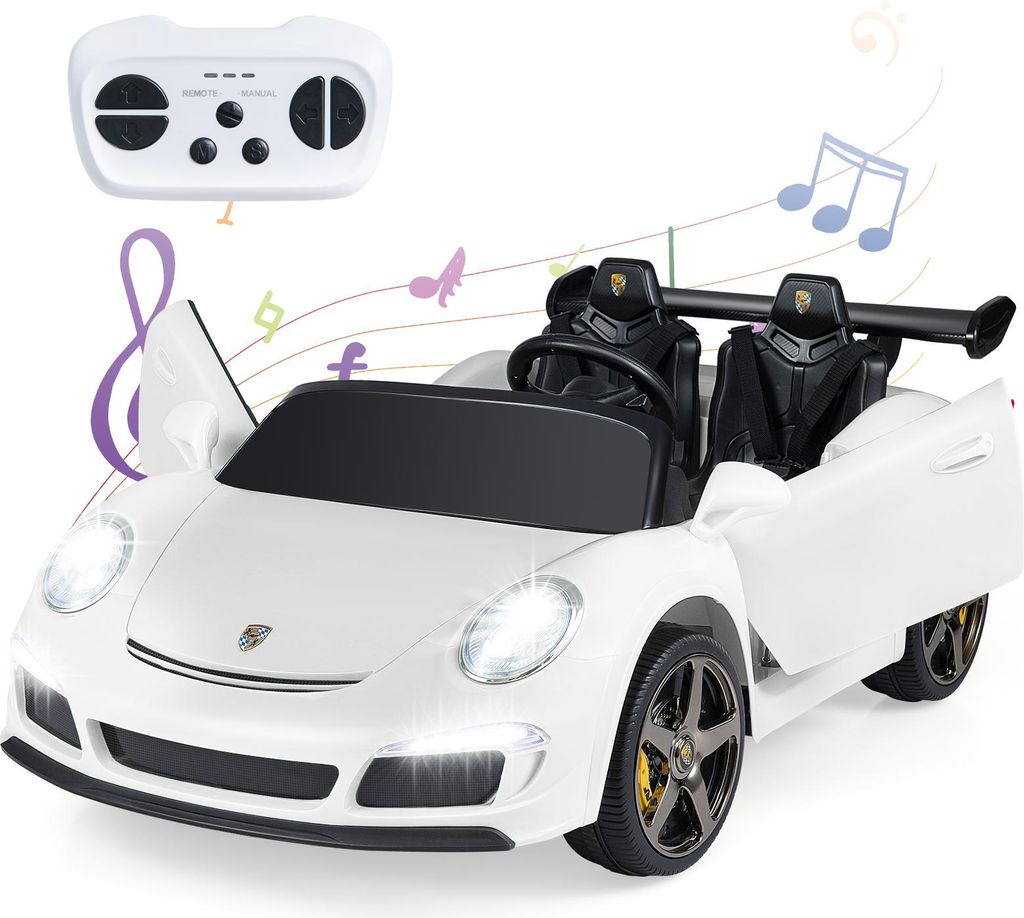 COSTWAY Kinder Elektroauto, 24V Kinderauto Elektrisch mit 2,4G Fernbedienung, Kinderfahrzeug mit LED-Lichter, Hupe, Musik&Bluetooth, für Kinder 3+...