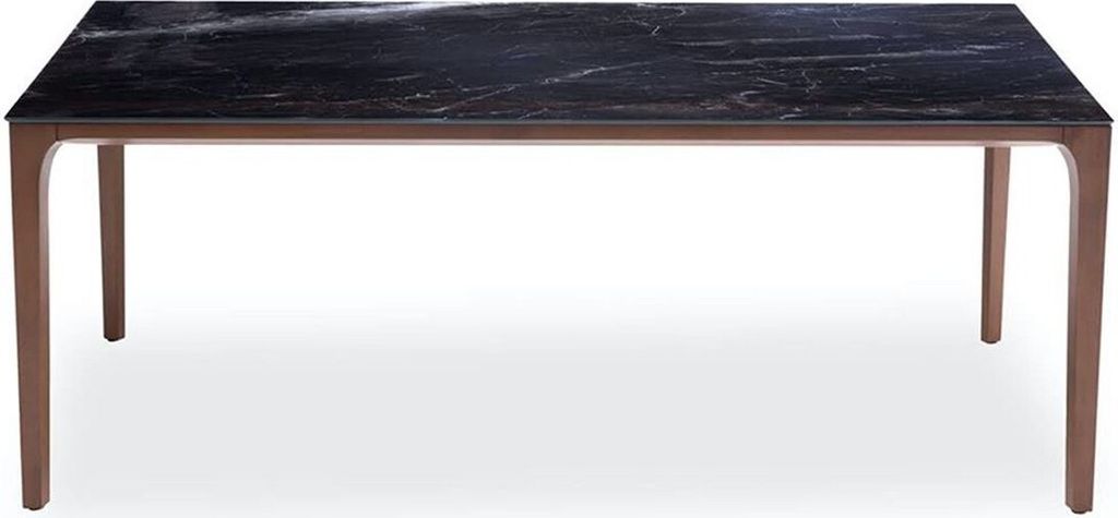 Casa Padrino Luxus Designer Esstisch mit Glasplatte in Halb Edelstein Optik - High Class Esszimmer Tisch