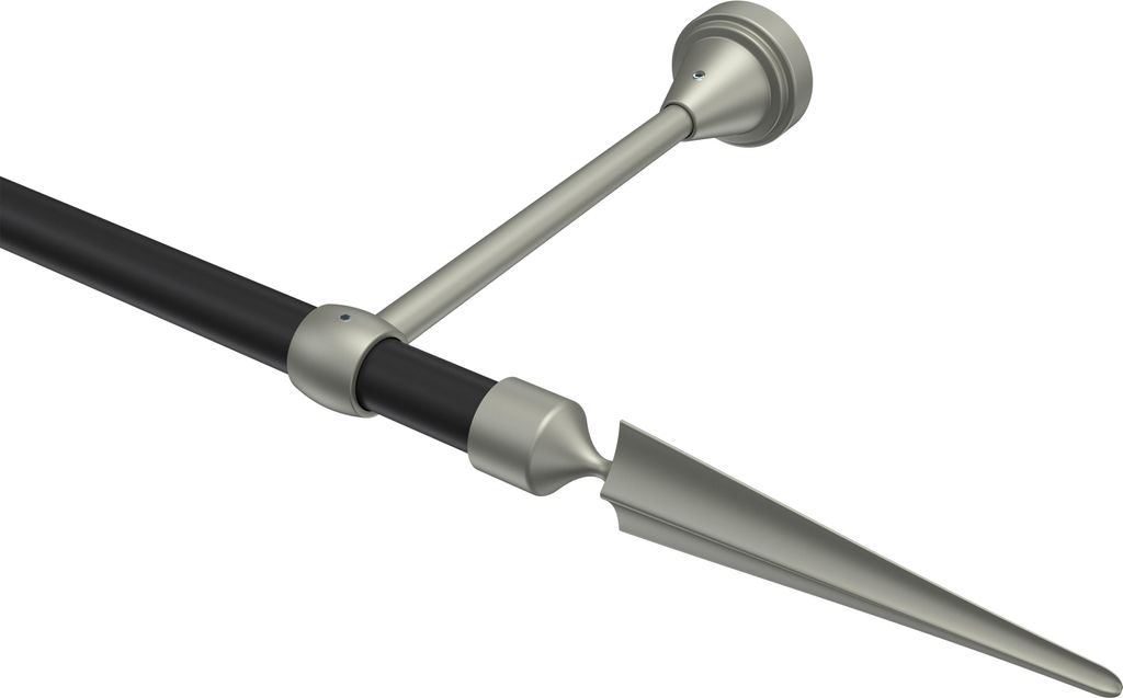 Interdeco Gardinenstange / Vorhangstange Schwarz / Chrom matt, Typ Primus Lorenzo (Speer), 16 mm Ø 1-läufig, 320 cm
