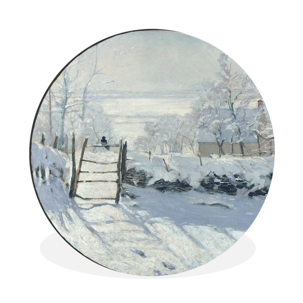 MuchoWow Aluminium Wandkreis Die Elster - Claude Monet Ø 60 cm Wanddeko Modern Wohnzimmer - Wand Kreis - Wandbild - Schlafzimmer - Aluminium Bil...