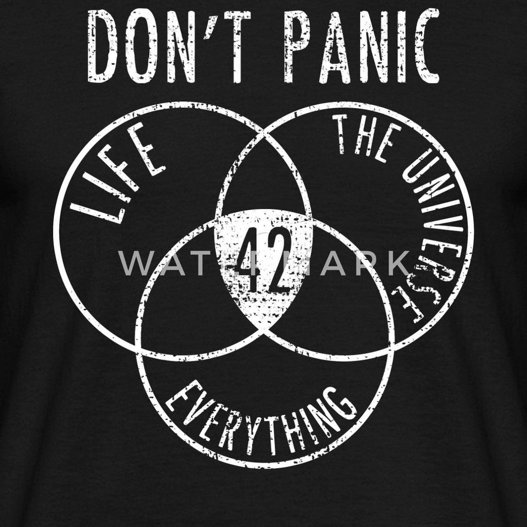 Spreadshirt Don't Panic The Answer is 42 Männer T-Shirt, XL, Schwarz