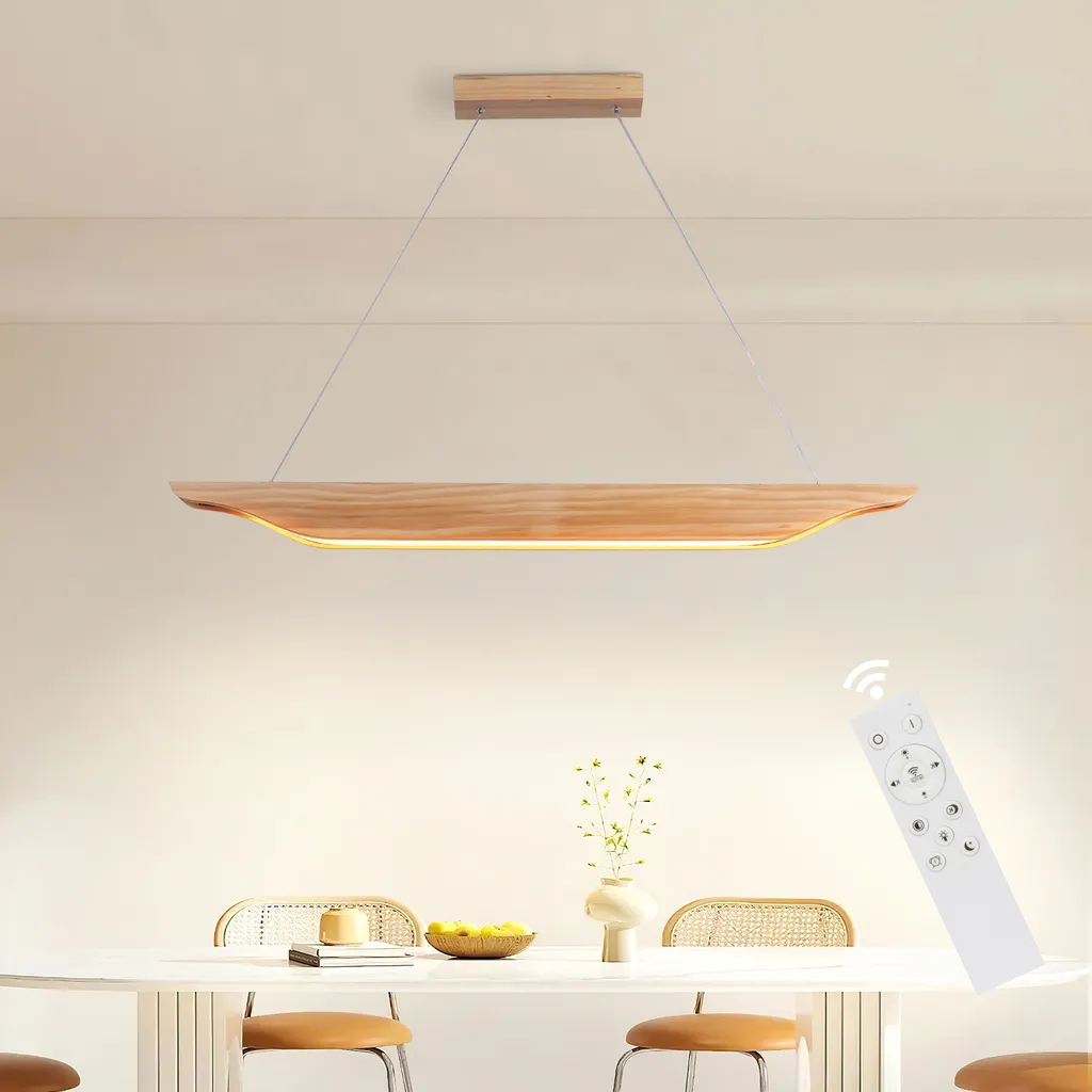 Lampe de Table à Manger LED Bois Suspendue 90cm Idéale pour Cuisine