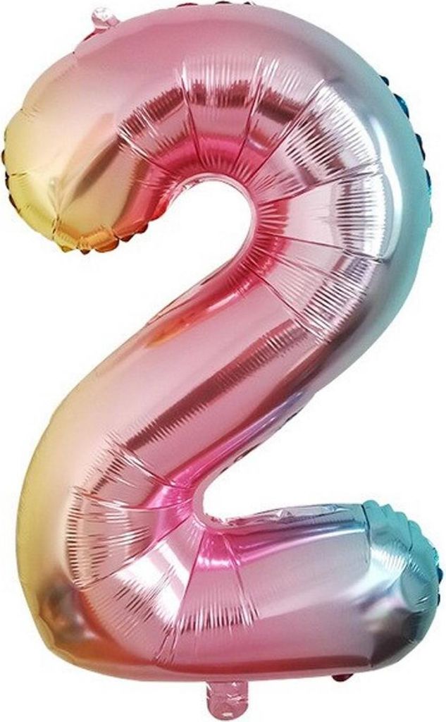 Pallone in foil numero 2, circa 80 cm, color arcobaleno Immagine del prodotto 
