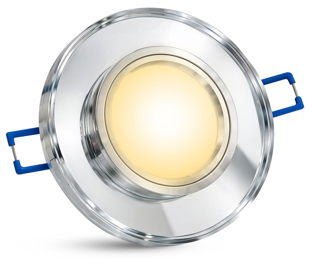 ALINA Glas Decken Einbauspot Einbauleuchte dimmbar & super flach (30mm) rund mit 6W LED Modul warmweiß Einbaustrahler