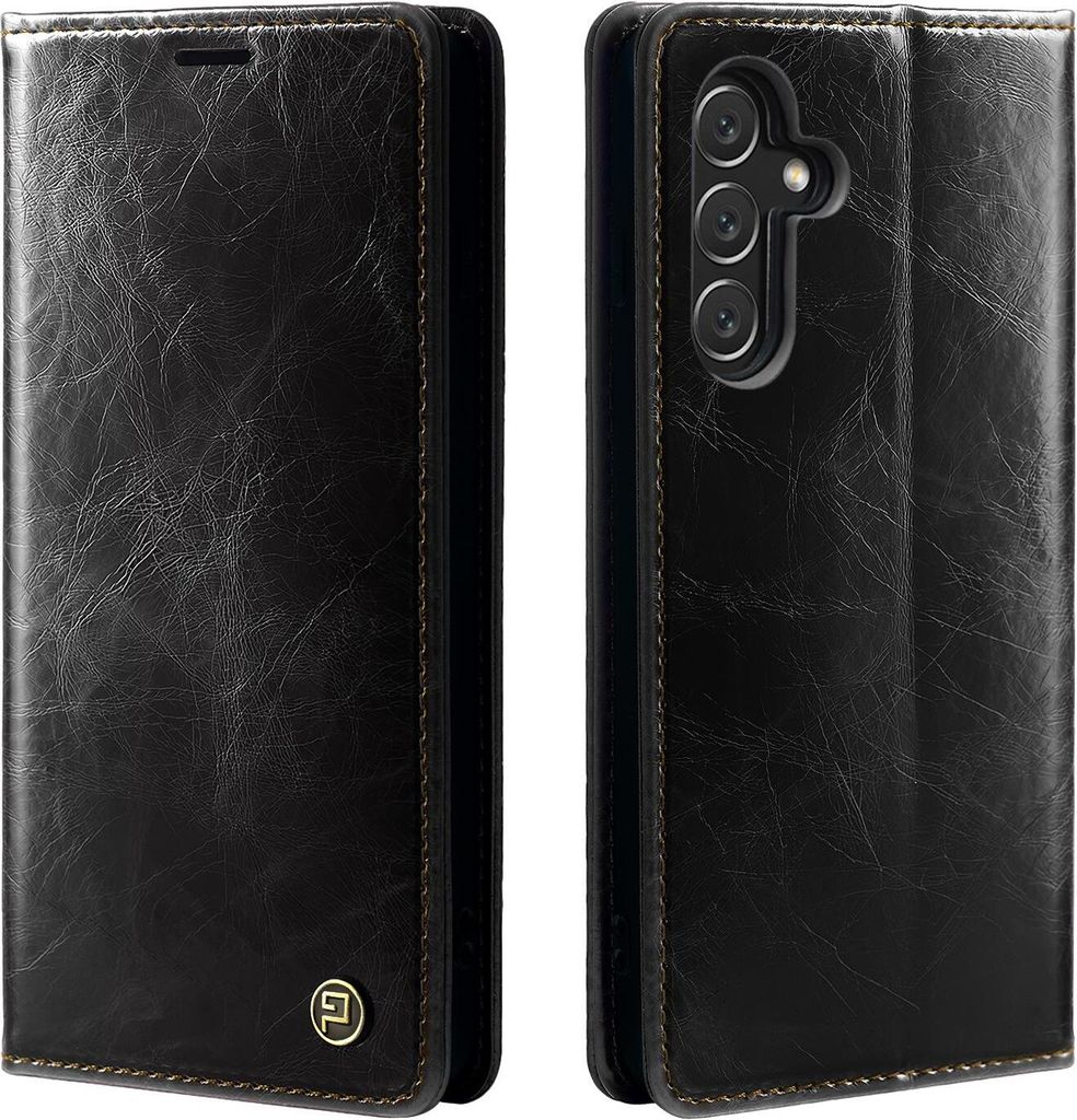 Handyhülle für Samsung Galaxy A35 5G Kunstleder Flip Vintage Cover Hülle RFID Schutz Case Kartenfach Farbe: Schwarz