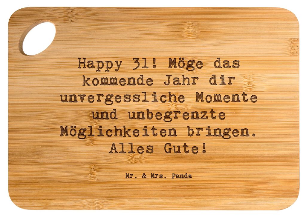 Mr. & Mrs. Panda Frühstücksbrettchen Spruch 31. Geburtstag - Transparent - Geschenk, Happy Birthday, Freude, Erfolg, Schneidbrett Küche, Lebensf...