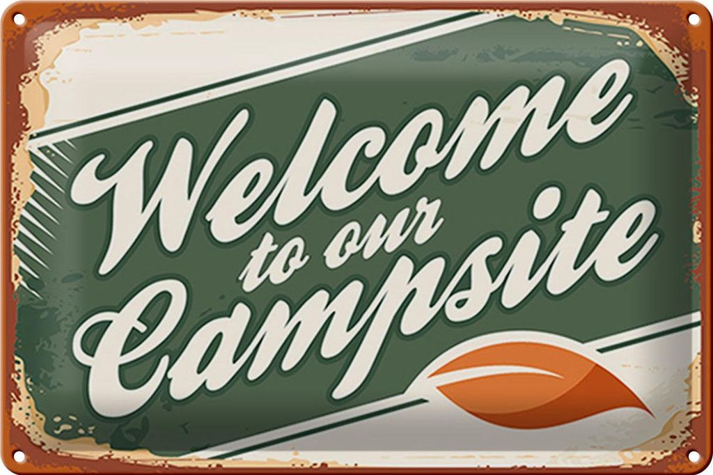 Blechschild Camping 30x20cm welcome to our Campsite Produktbild 