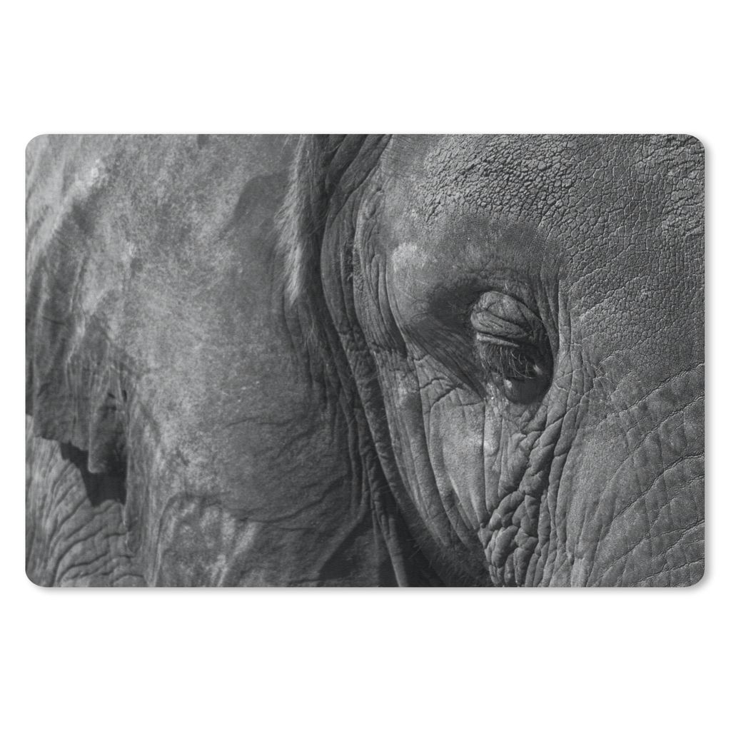 MuchoWow Mauspad Mousepad Elefant - Tiere - Nahaufnahme - Schwarz-Weiß 27x18 cm - Mousepads - Maus Mat - Pad - Mausunterlage - Büroartikel - De...
