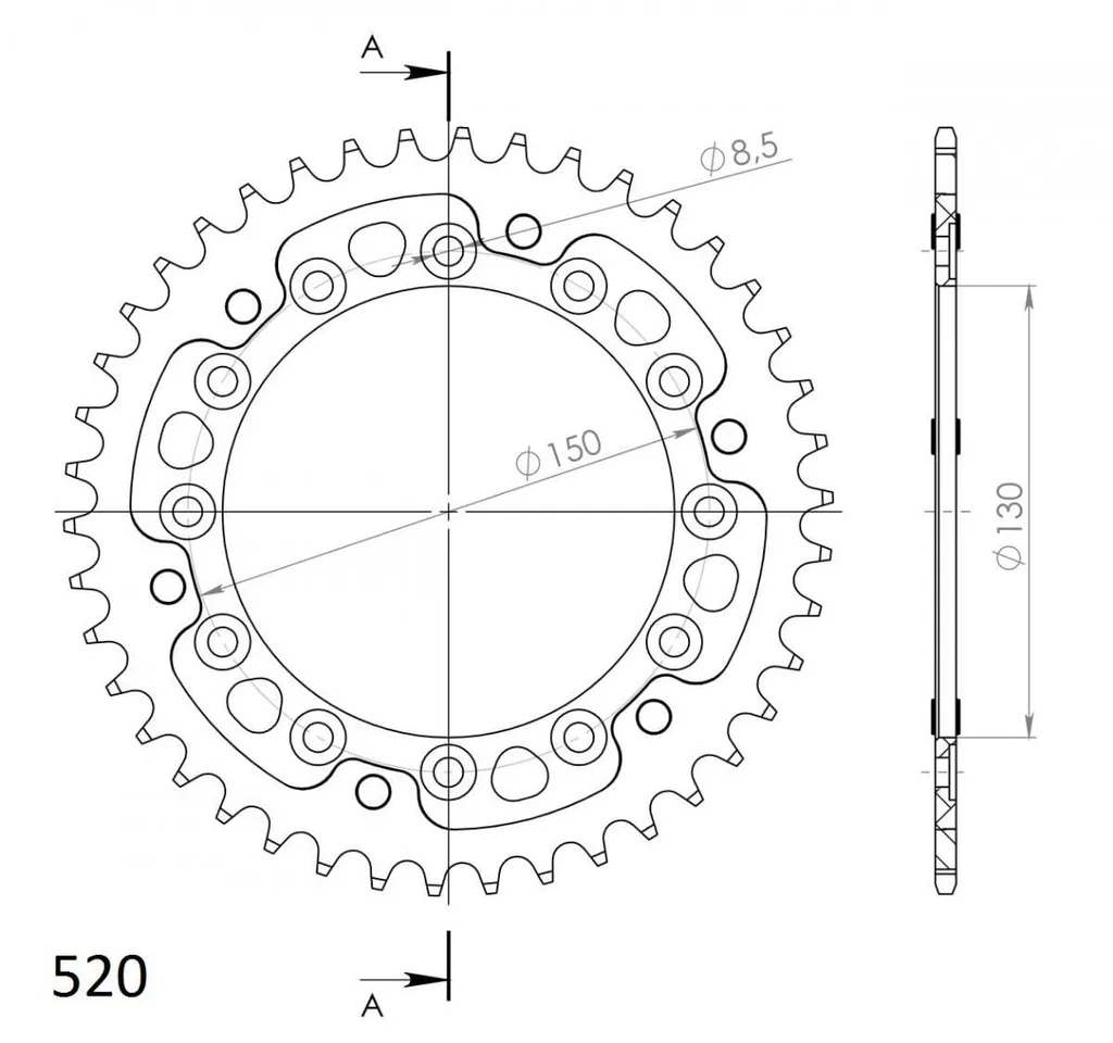 Couronne Moto Supersprox Stealth 520 41Z pour Endurance et Circuit