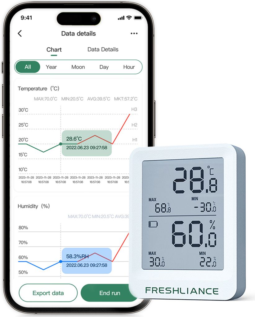 BT Temperatur- und Feuchtigkeitsrekorder App-Steuerung Zdjęcie produktu 