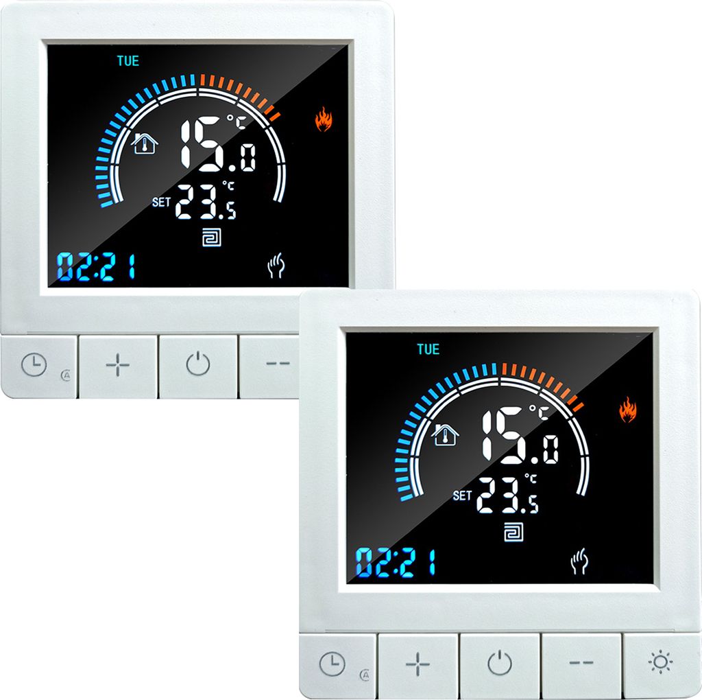 2X Programmierbarer digitaler Thermostat mit Kindersicherung, LCD Raumthermostat NTC-Sensor, 16A Elektroheizung, warmer Boden, Unterputz Fußbodenh...