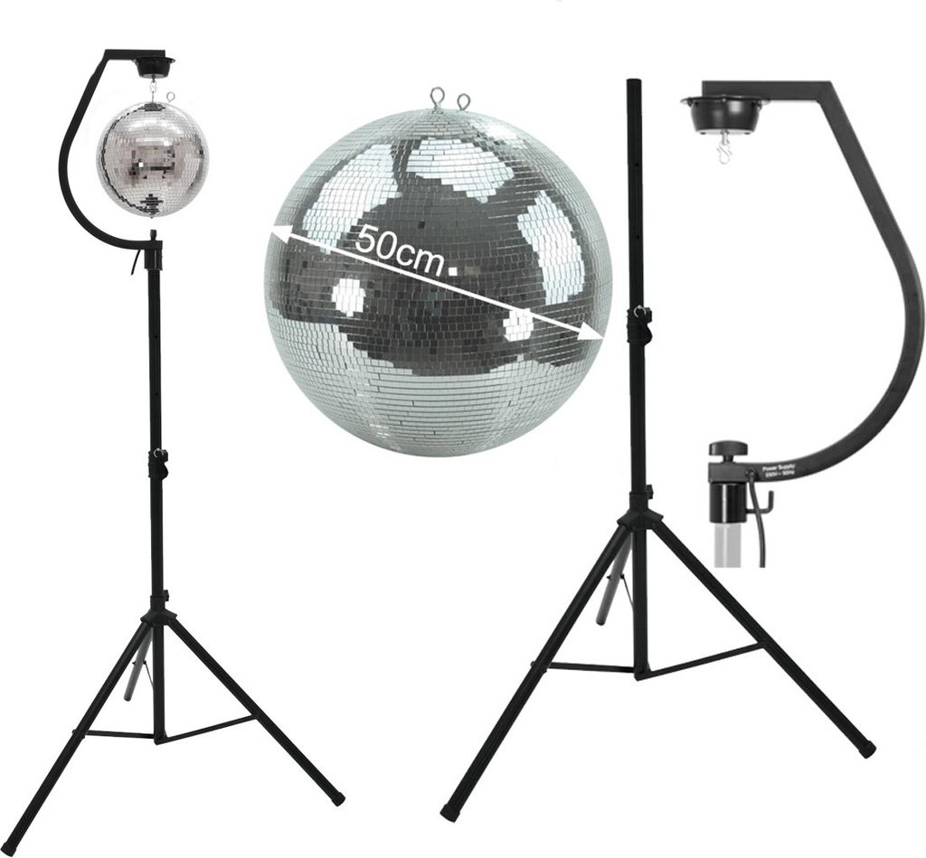 Spiegelkugel SET 50cm PROFI Kugel mit schwarzer Stativhalterung - inkl. Motor