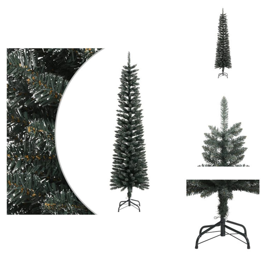 vidaXL Künstlicher Weihnachtsbaum mit Ständer Schlank Grün 210 cm PVC - Weihnachtsbäume