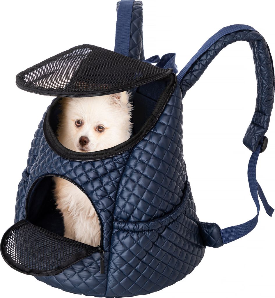 Rucksack für den Transport von Tieren, Tragetasche, Katzenrucksack, Katzenbox, Hundetasche, Hunde oder Katzenleine, Navy Blau, Gr.2: 39x35x30 cm