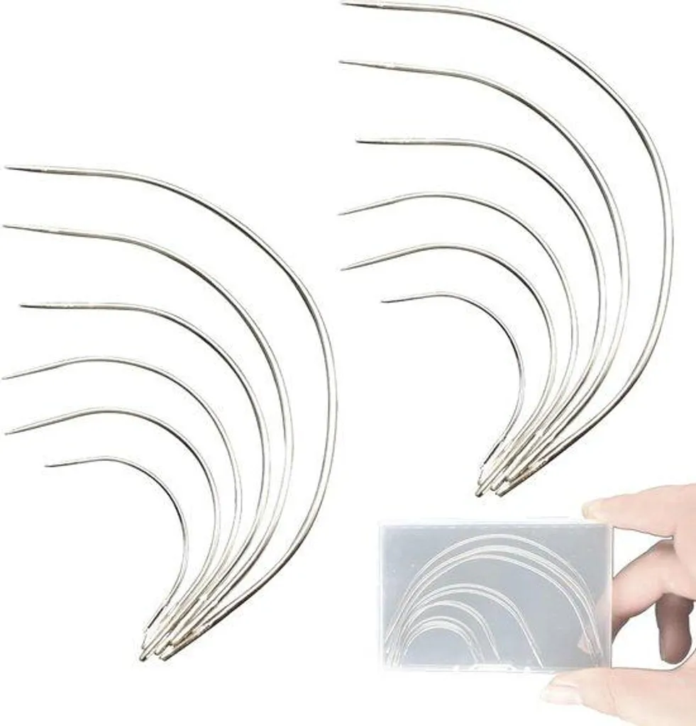 Lot de 12 aiguilles courbées à main pour cuir et toile - Kit réparation