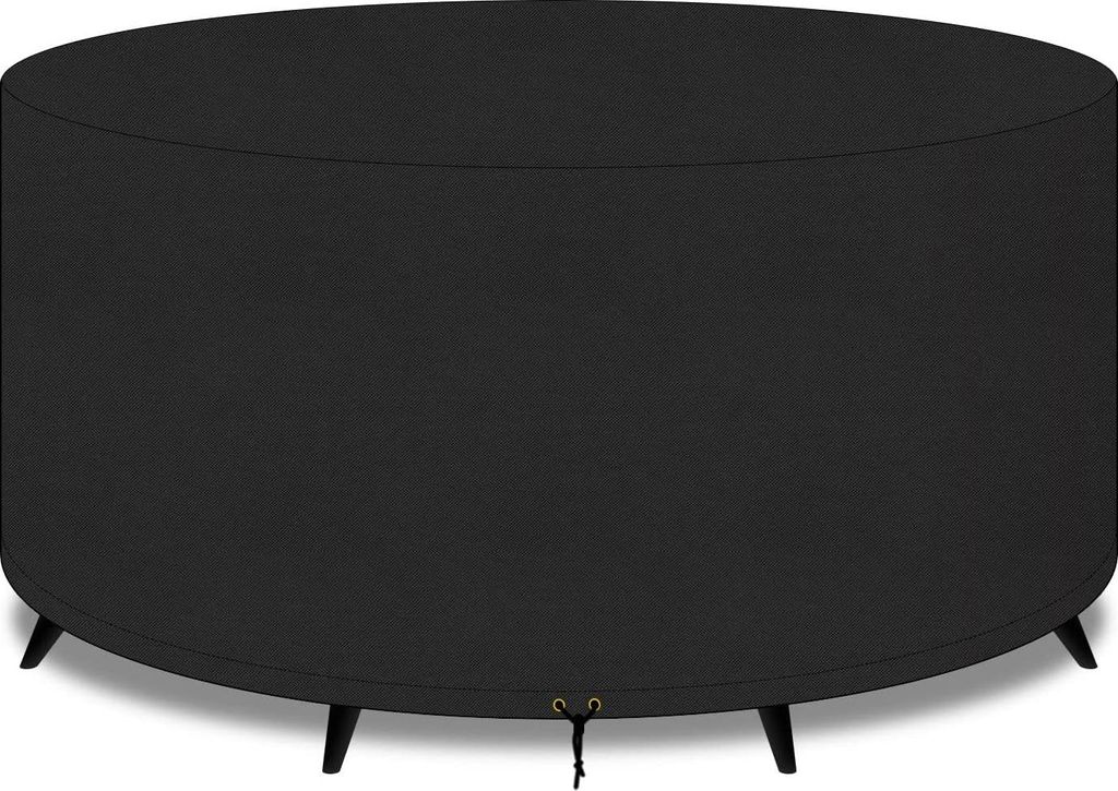 Schutzhš¹lle fš¹r Gartenm?bel, runder Gartentisch aus 210D Oxford-Gewebe, wasserdicht, winddicht, UV-best?ndig, 130 x 70 cm, schwarz