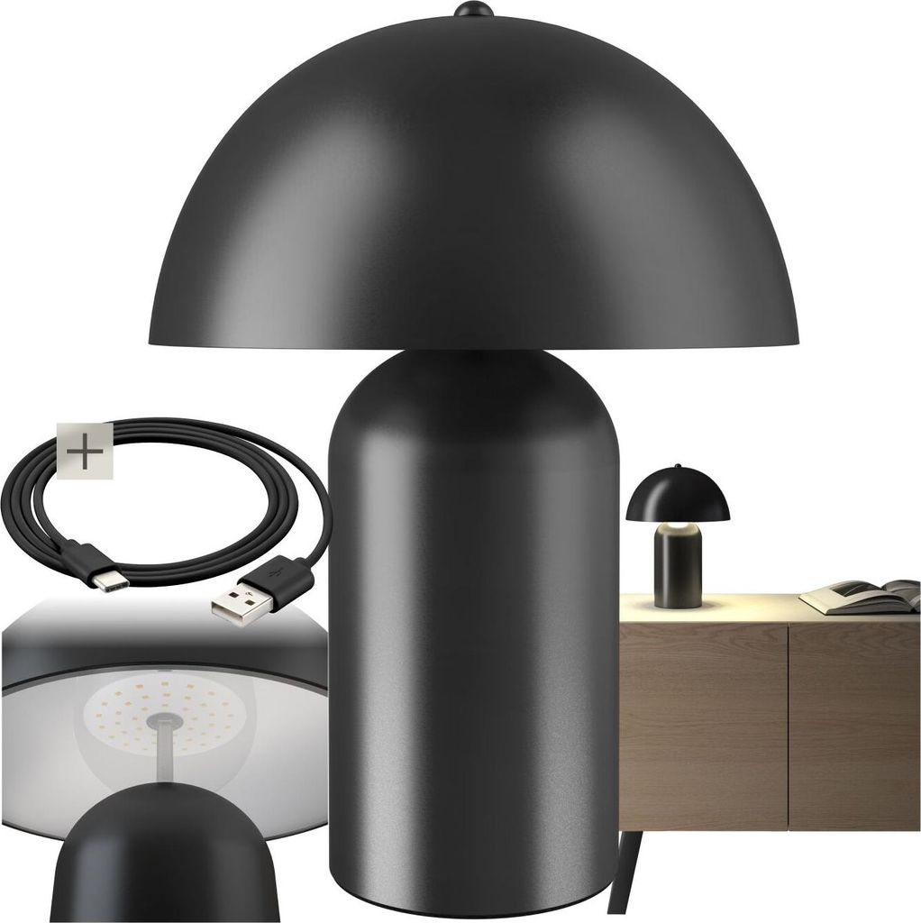 tectake® Akku-Tischlampe Kade Retro-Pilzdesign im Produktbild 