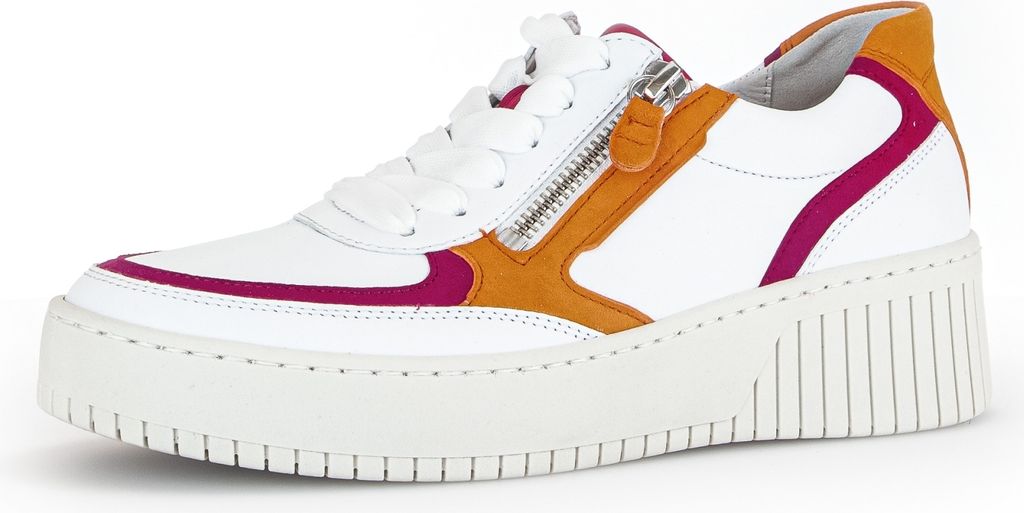 Gabor Nappa weiss pink ZIP Damen Sneaker low in Weiß, Größe 41