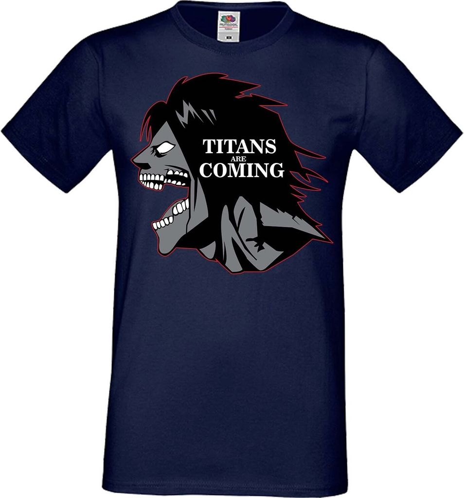 Herren T-Shirt Anime Manga Attack Anime On Titan Titans Are Comings, Man M / Dunkelblau