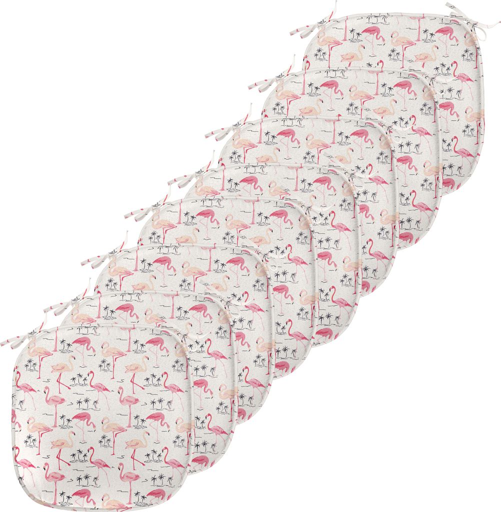 ABAKUHAUS Flamingo Polster für Esszimmerstühle, Wild Bird Liebes-Weinlese, Dekoratives wasserfestes Kissen mit Riemen für Küchensitze, 40 cm x ...