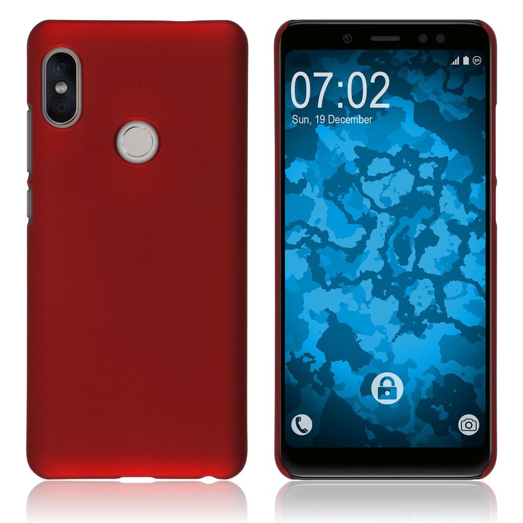 PhoneNatic Case kompatibel mit Xiaomi Redmi Note 5 Pro - Hülle rot gummiert Hard-case Cover