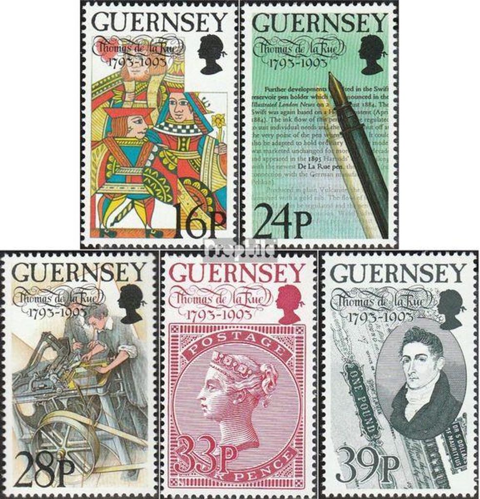 Briefmarken GB - Guernsey 1993 Mi 617-621 gestempelt Thomas de la Rue