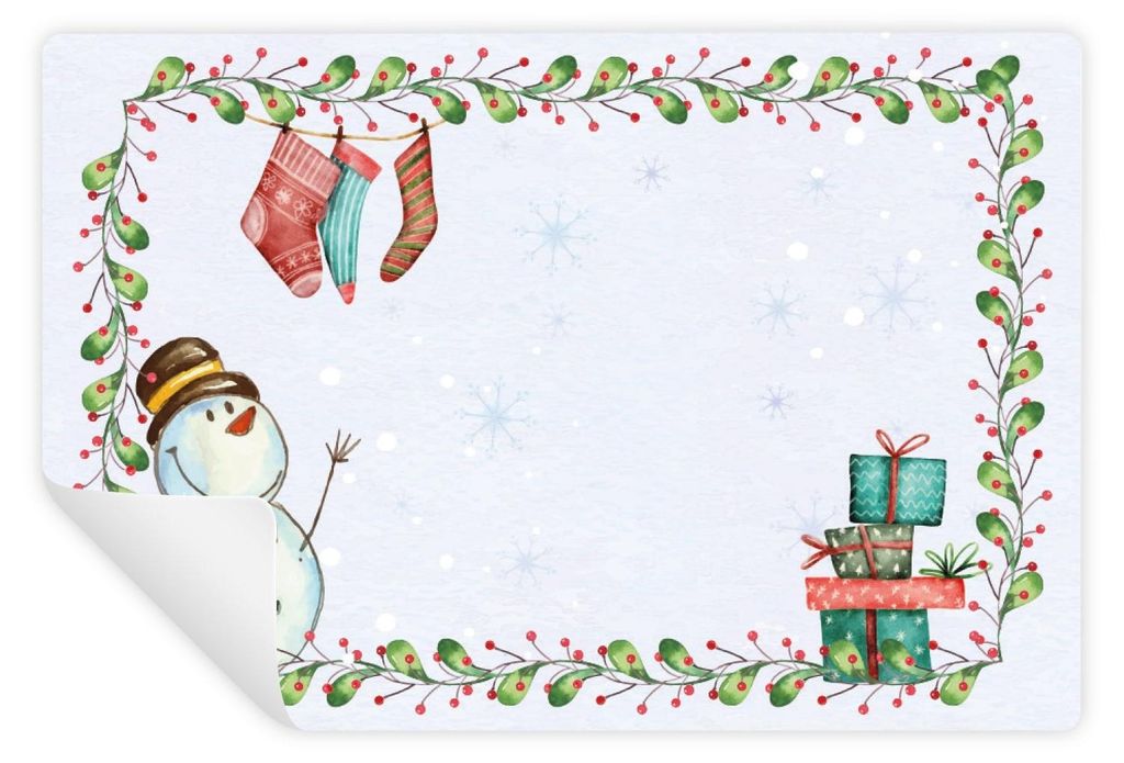 25 Weihnachtsaufkleber Schneemann für Kinder - zum Beschriften 7,4 x 5,2 cm