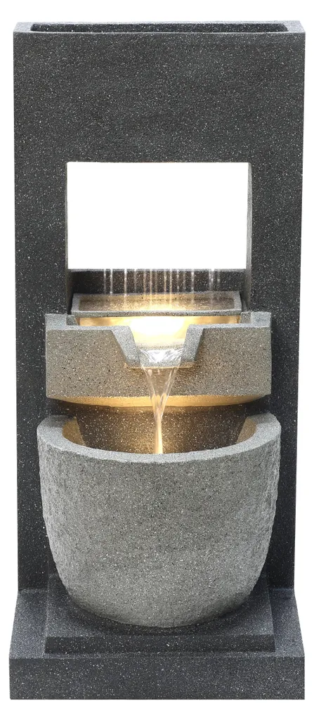 Fontaine de jardin cascade Kaskadenquellen en ciment gris avec LED IP44