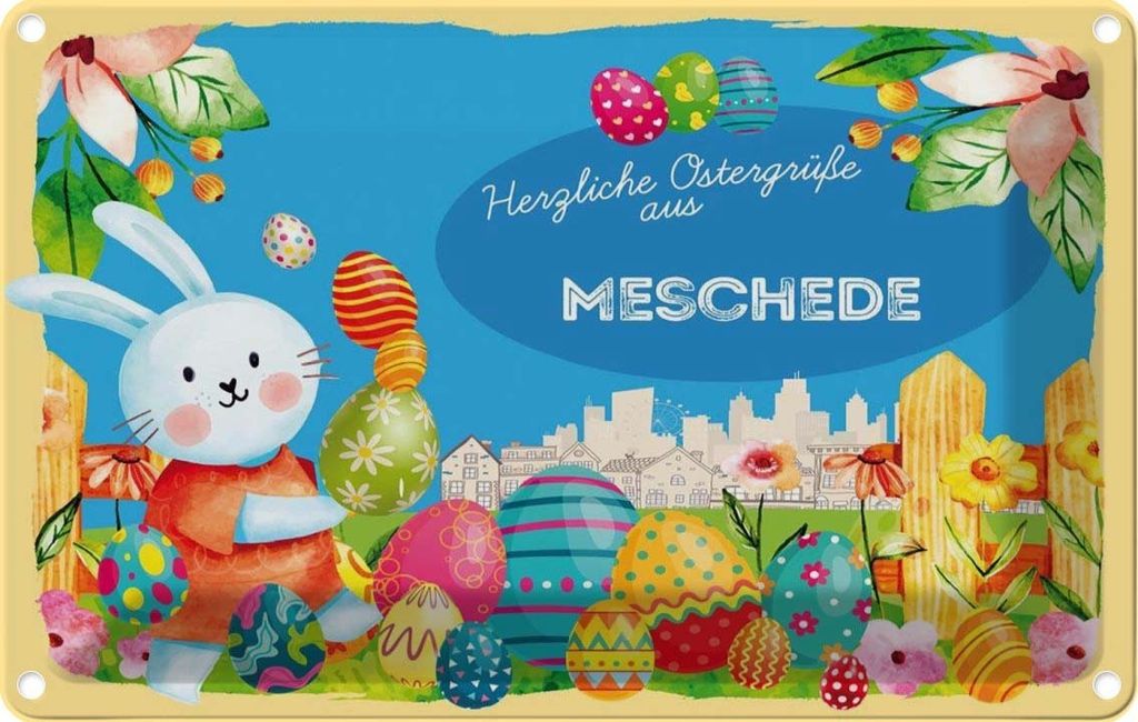vianmo Blechschild 12x18 cm Ostergrüße MESCHEDE Ostern Gruß