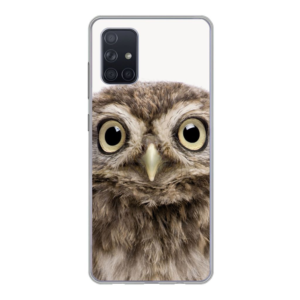 MuchoWow Handyhülle Schutzhülle Hülle für Samsung Galaxy A51 5G Eule - Eule - Porträt - Braun - Vogel - Jungen - Mädchen Silikon Softcase H...