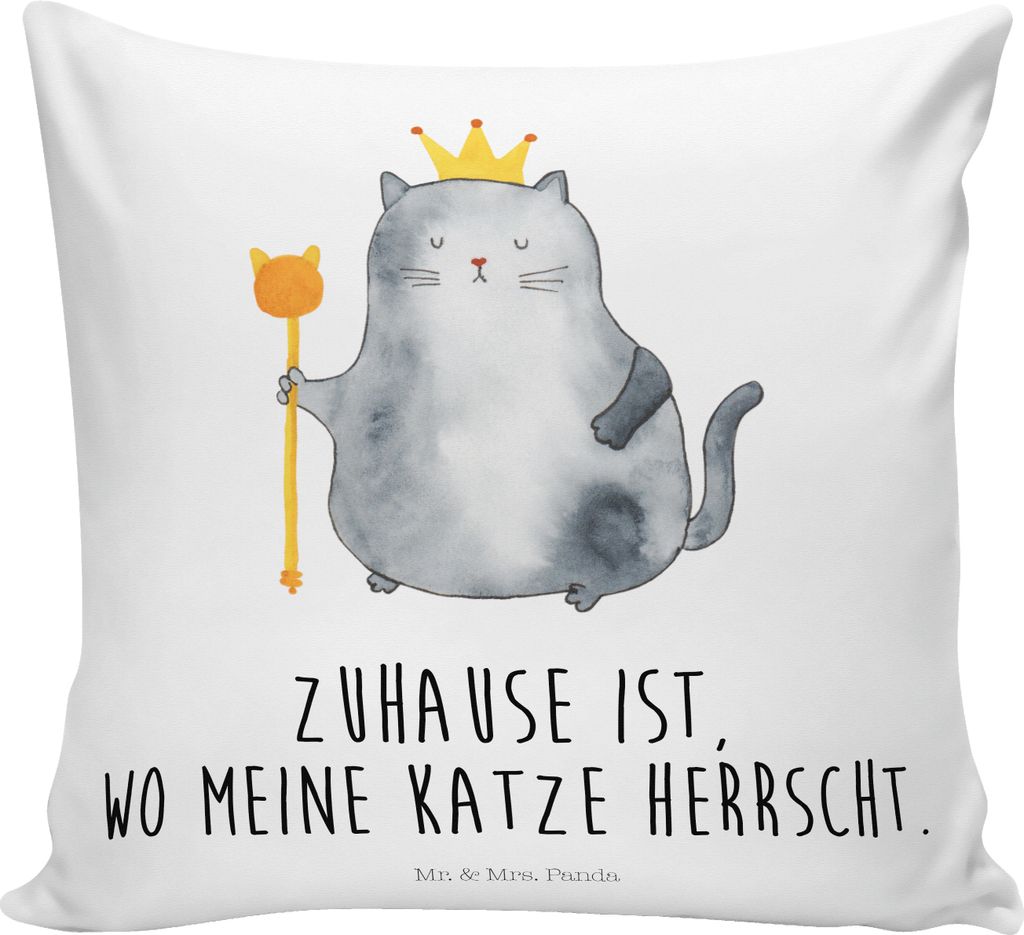 Mr. & Mrs. Panda kuschelkissen 40x40 Katze König - Weiß - Geschenk, Lustig, Polster, Kissen, Cats, Queen, Dekokissen, Wohnung, Sofakissen, Haha, ...