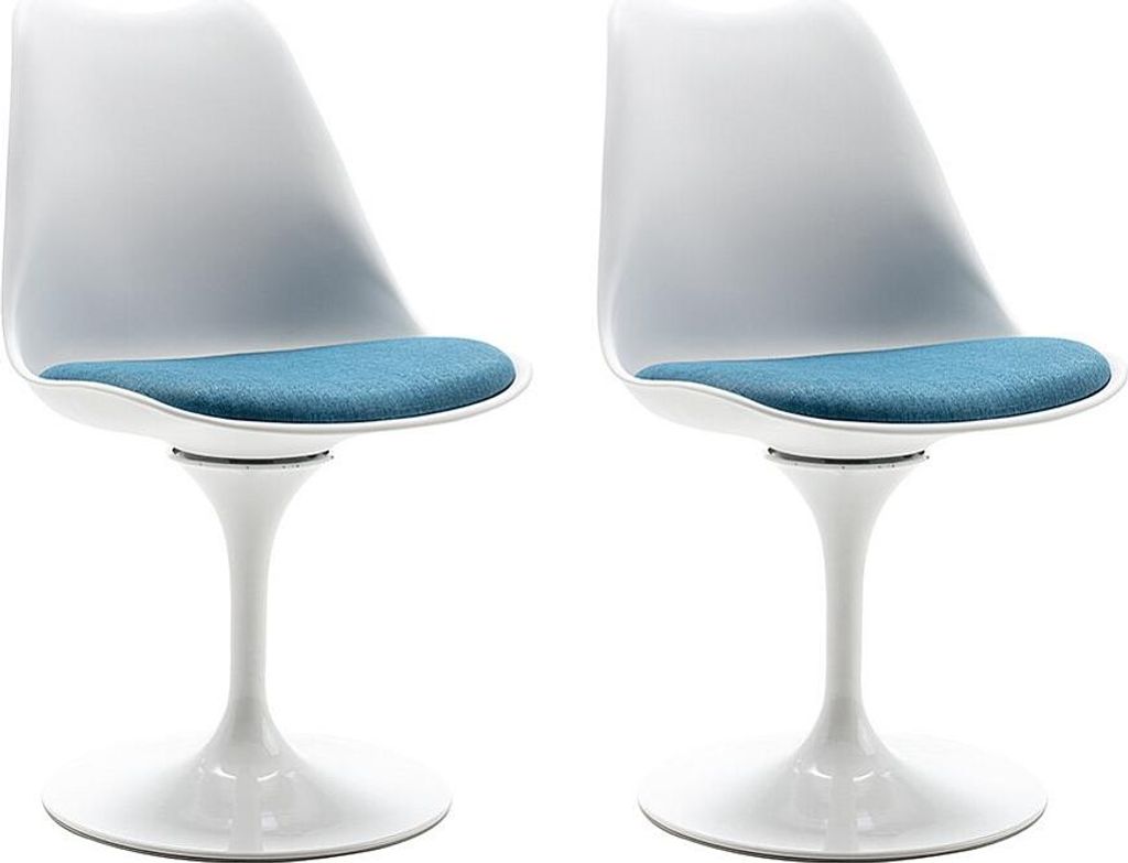 Stuhl 2er-Set - Polypropylen & Metall - Blau & Weiß - XAFY Produktbild 