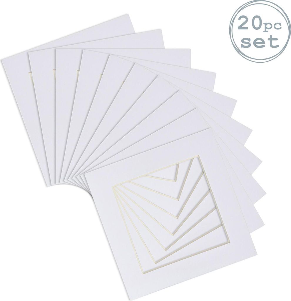 Nicola Spring 20pc Bild Photo Mounts Set - To Fit Frame-Größe 6 x 6" für Bildgröße 4 x 4" - Weiß