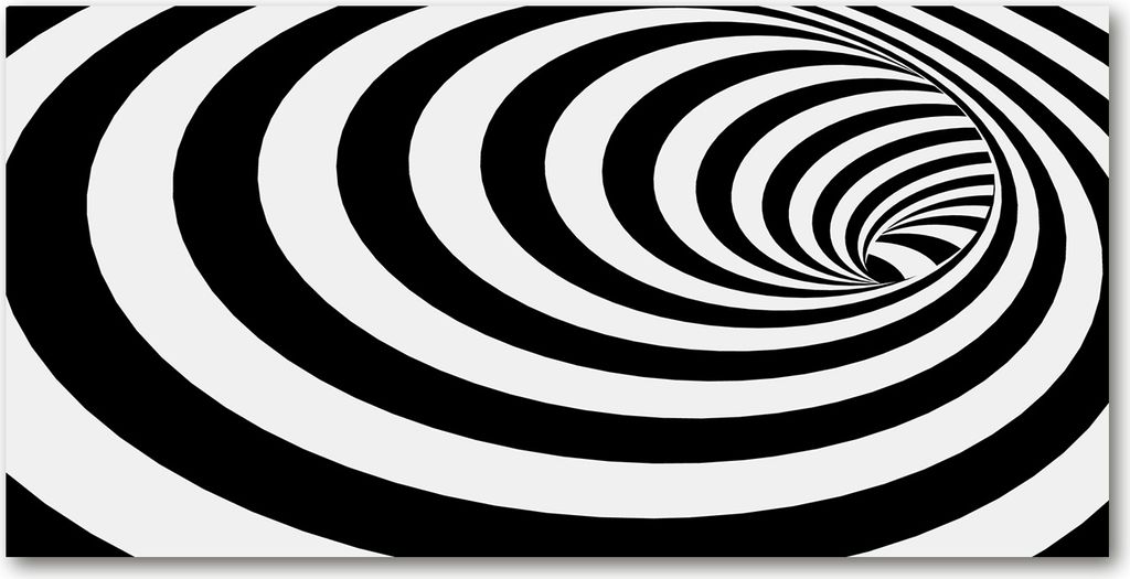 Tulup Glas-Bild -140x70- Wandkunst Dekorative Wand für Küche & Wohnzimmer - Kunst: modern & klassisch - Spirale mit Streifen - Schwarzweiß