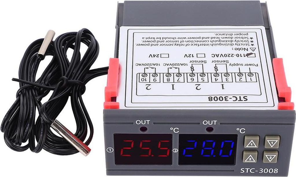 Digitaler intelligenter Thermostat mit Dual NTC, 12V – Einstellbarer Temperaturregler mit Zweifachanzeige