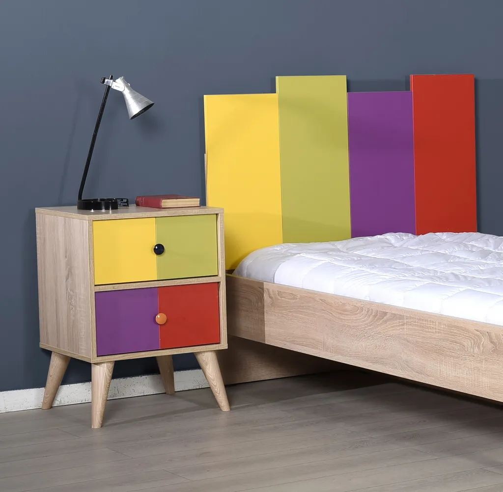 Table de nuit multicolore Skye Decor, meuble de rangement 44x44x66 cm