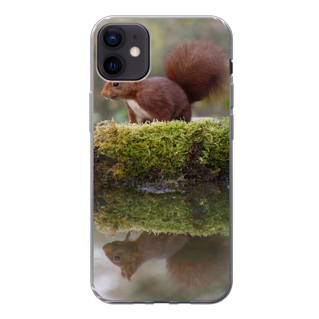 MuchoWow Handyhülle Schutzhülle Hülle für iPhone 12 mini Waldtiere - Wasser - Moos Silikon Softcase Handy Hülle - Bild