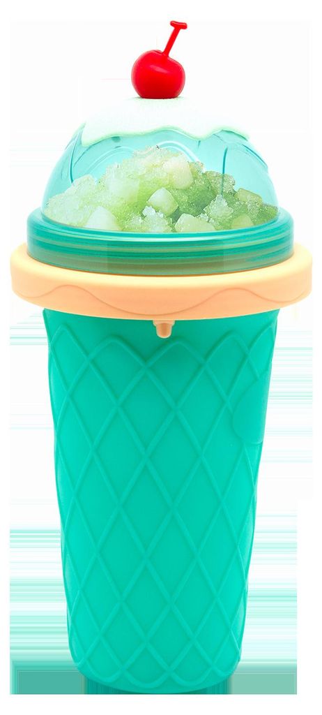 Slush Eis Maker Becher 330ml DIY Slushy Cup Silikon EVA 2in1 Löffel Strohhalm Eisgetränk Sommer Party Camping tragbar