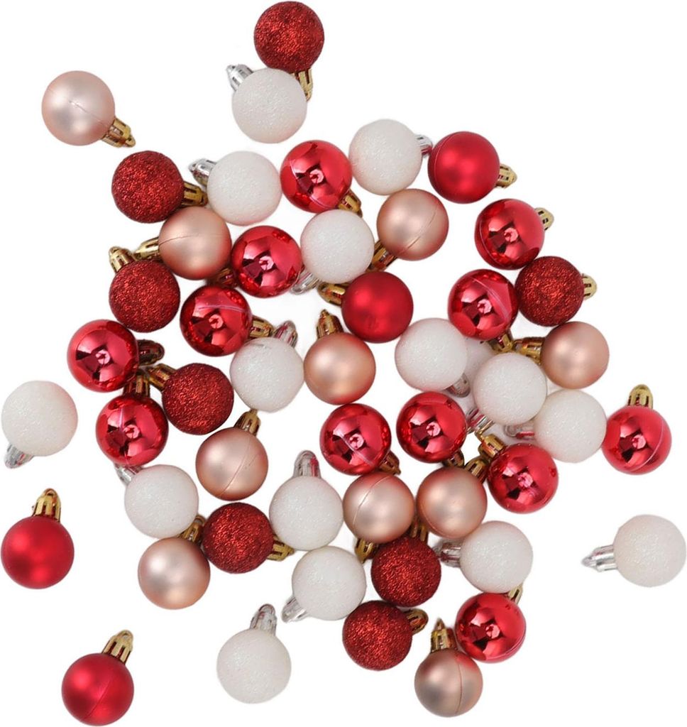 49pcs Mini Weihnachtsball -Ornamente Shatter -Sinne Gl?nzend farbenfroh fr Urlaub Hochzeitsfeier Dekoration rot Wei? Pink