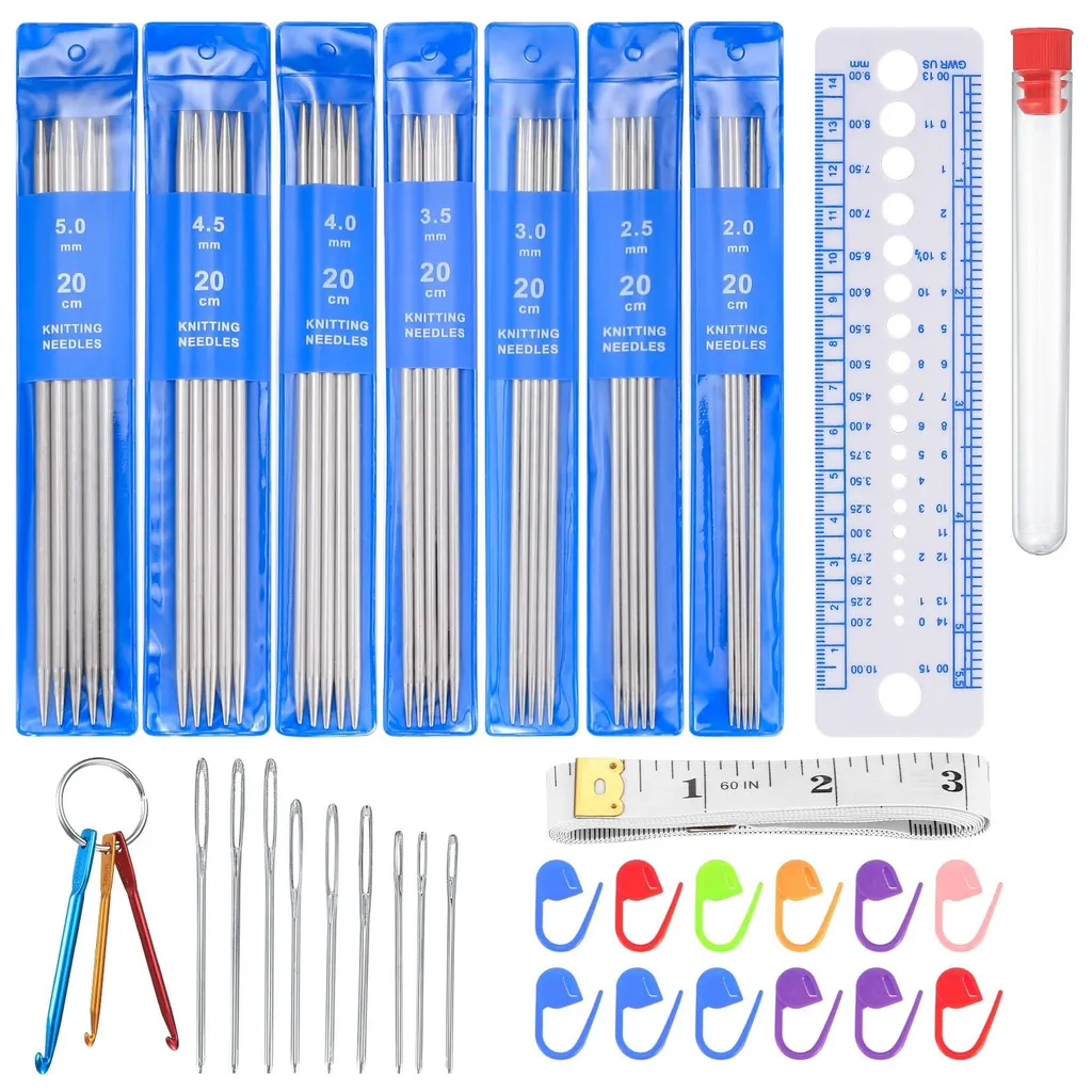 Aiguilles à Tricoter Métal Argenté 2mm à 5mm - Lot Complet de 35 Unités