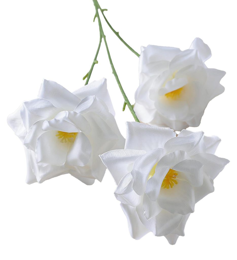 Künstlicher Rosenstrauß mit 3 voll erblühten Rosenköpfen, 63,5 cm langer Stiel, täuschend echt wirkend, für Zuhause, Küche, Partys und Hochz...