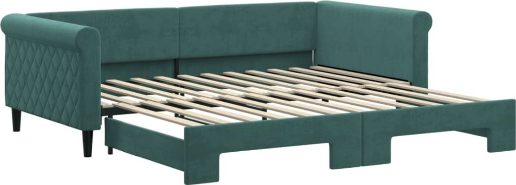 Tagesbett Ausziehbar Dunkelgrün 100x200 cm Samt