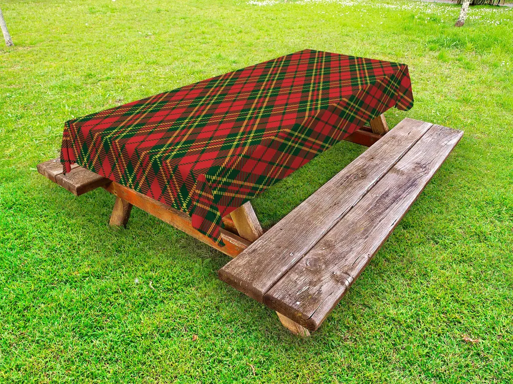 Tovaglia Outdoor Resistente ABAKUHAUS 145x210 | Tartan Natalizio