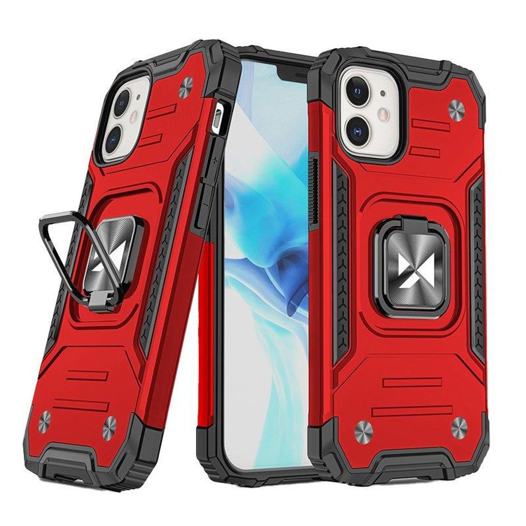 Wozinsky Ring Rüstung Fall Iphone 14 Plus Gepanzert Fall Magnetische Halterung Ring Rot