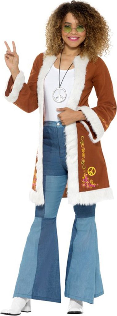 Smiffys Kostüm 60er Hippie Mantel braun Damen Fasching/Karneval BRAUN SM