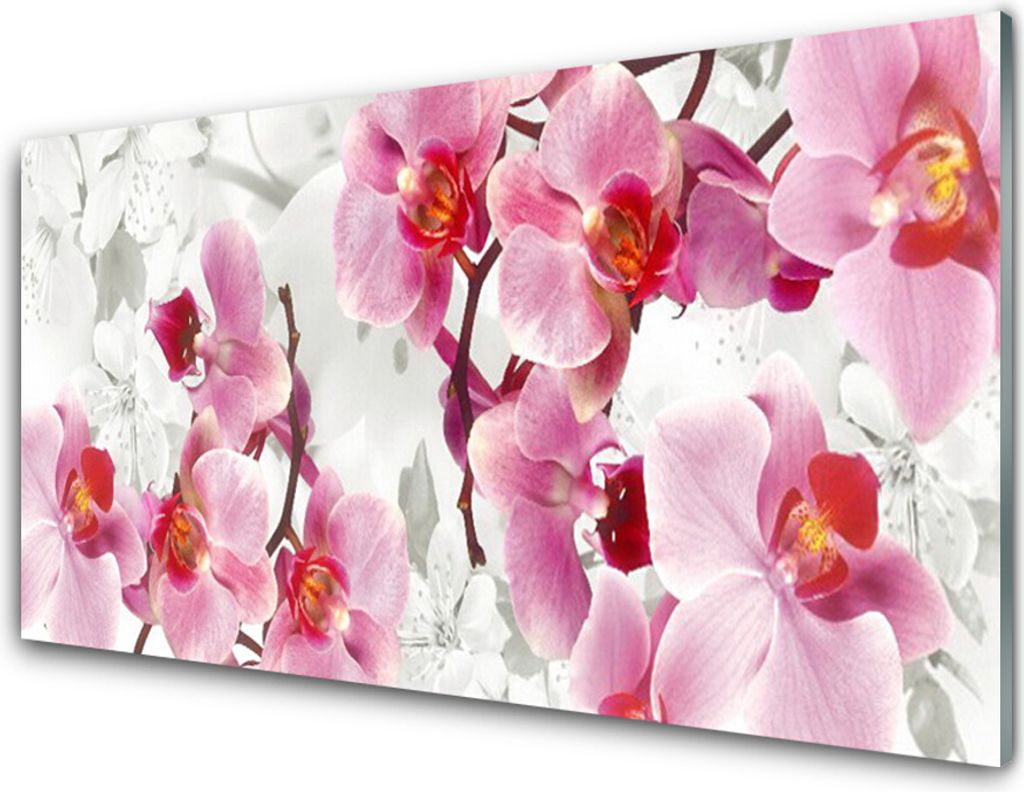 Küchenrückwand aus Glas 100x50cm Spritzschutz Blumen Pflanzen
