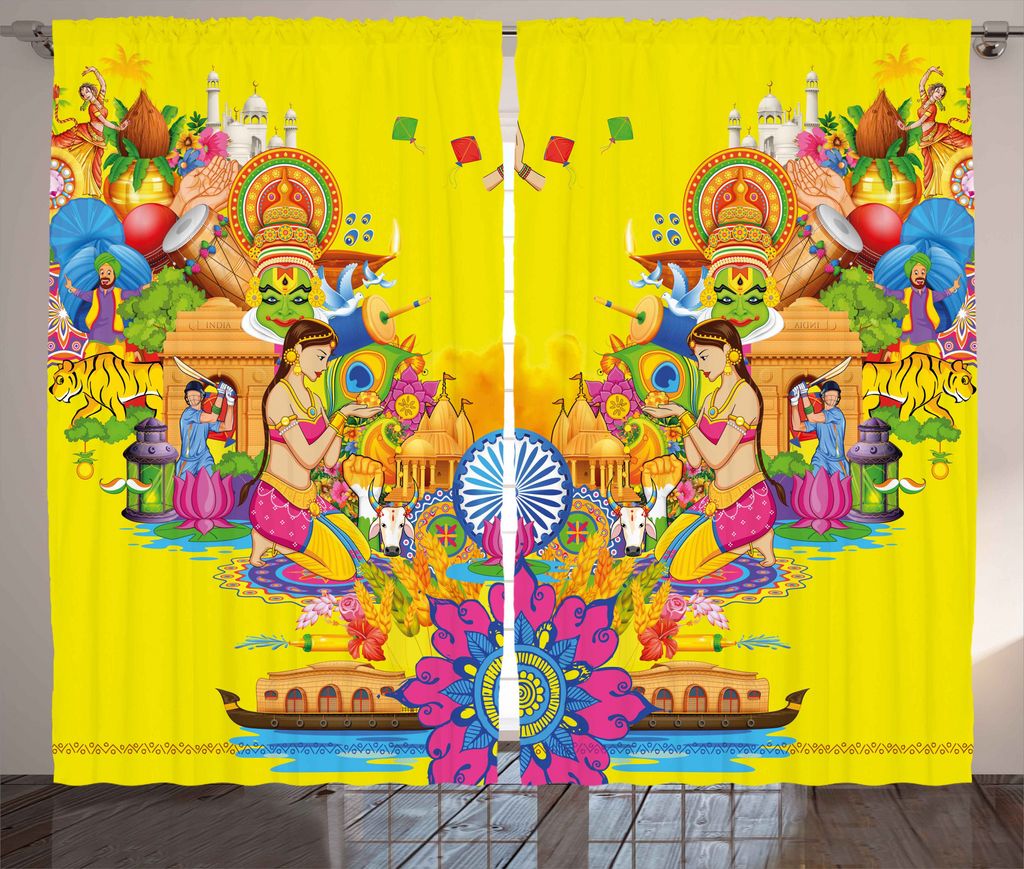 ABAKUHAUS Modern Rustikaler Gardine, Sommer Lüfter Kühler, Schlafzimmer Kräuselband Vorhang mit Schlaufen und Haken, 280 x 225 cm, Babyblau und ...