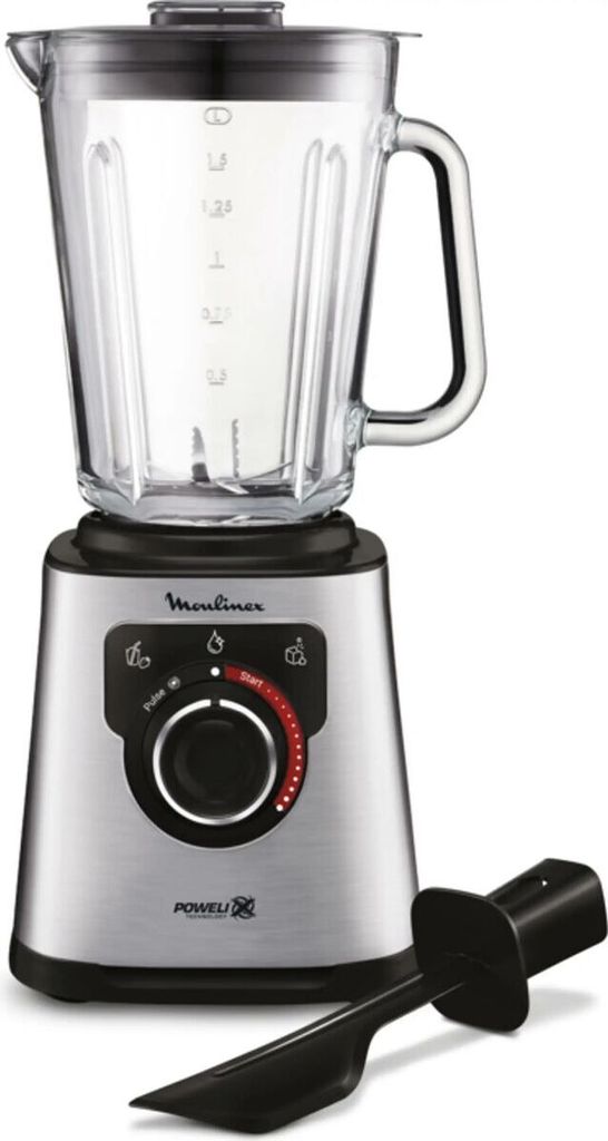 A studio shot of a Moulinex stand mixer.