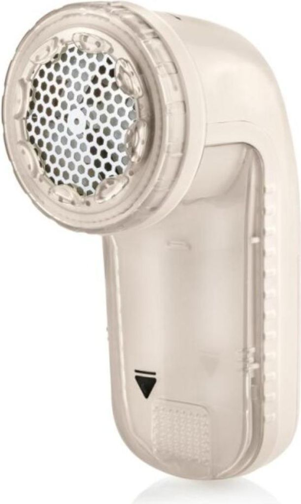 A close-up studio shot of a white fabric shaver.