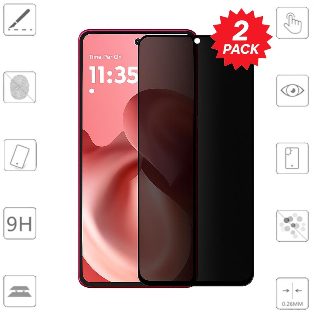 Per Motorola Moto G86 5G 2x 2.5D 0,26mm Privacy 9H Immagine del prodotto 